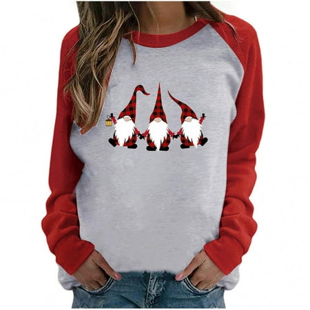 

Tawop Tunic Tops For Women Loose Fit Christmas Printing Loose Casual Long Sleeve Raglan Dressy Blouses For Women Maternity Long Sleeve Shirts
