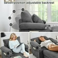 thumbnail image 3 of Muumblus Living Room Chair with Ottoman, 7-Speed Adjustable Backrest, USB & Storage Arms, Cozy Indoor Corduroy Lounge Armchair, Gray, 3 of 12