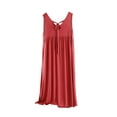 thumbnail image 2 of TMOYZQ Women's Sleeveless Nightgown Comfy Cotton V Neck Pleated Sleepshirt Sexy Tie Back Sleep Dress Loose Nightwear Loungewear on Clearance, 2 of 9