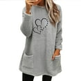 thumbnail image 3 of lcziwo Womens Sherpa Pullover 2025 Winter Fuzzy Fleece Sweatshirts Cute Heart Print Crewneck Thermal Sweatshirt Loose Comfy Loungewear Tunic Tops with Pockets Gray XL, 3 of 7