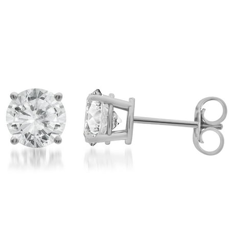 1 Carat T.W. Round White Diamond 14kt White Gold Stud Earrings, IGL certified