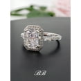 thumbnail image 2 of 8x6mm Brilliant Radiant Cut Cubic Zirconia, Halo Engagement Ring, 5A Quality Cubic Zirconia, Sterling Silver, 2 of 5