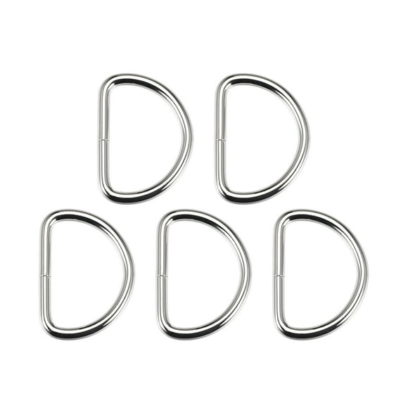 Unique Bargains 5 Pcs D Ring Buckle 1.6 Inch Metal Semi-Circular D-Ring Silver Tone for Hardware Bags Belts Craft DIY Accessories