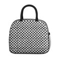 thumbnail image 2 of Black and White Checkered Pattern Insulated Leakproof Lunch Box for Work, Lunch Bag for Women Men, Loncheras Para Mujer for Beach Travel Picnic Camping, 2 of 6