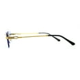 thumbnail image 4 of Art Nouveau Luxury 90s Rimless OG Narrow Rectangle Sunglasses Gold Solid Blue, 4 of 4