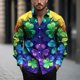 thumbnail image 1 of Ceisia Men's Slim Fit Geometric Print Shirt | Long-Sleeve Stretchy Turndown Collar Casual Top Gift, 1 of 5