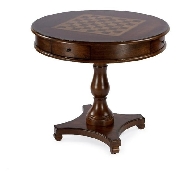 Beaumont Lane Traditional 34"D Round Wood Game Table in Antique Cherry