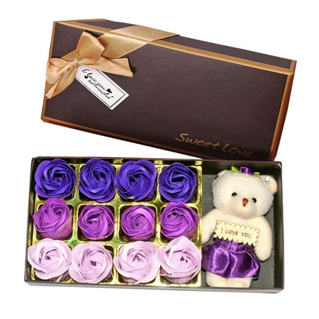 

New Valentine s Day Bear Gift Box Gift Rose Gift Small Gift 12 Soap Flower