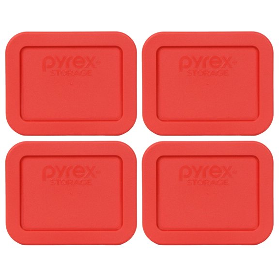 Pyrex Replacement Lid 7213-PC Red Rectangle Cover 4-Pack for Pyrex 7213 1.9-Cup Dish (Sold Separately)