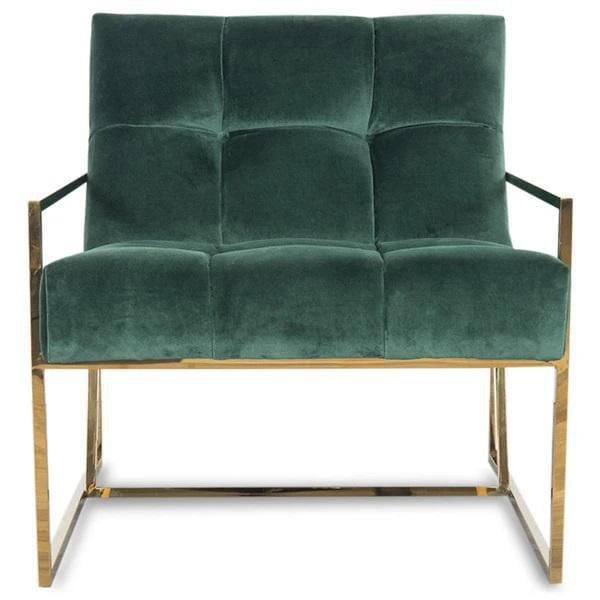 Fauteuil lounge Than Silver Import en velours vert pour salon