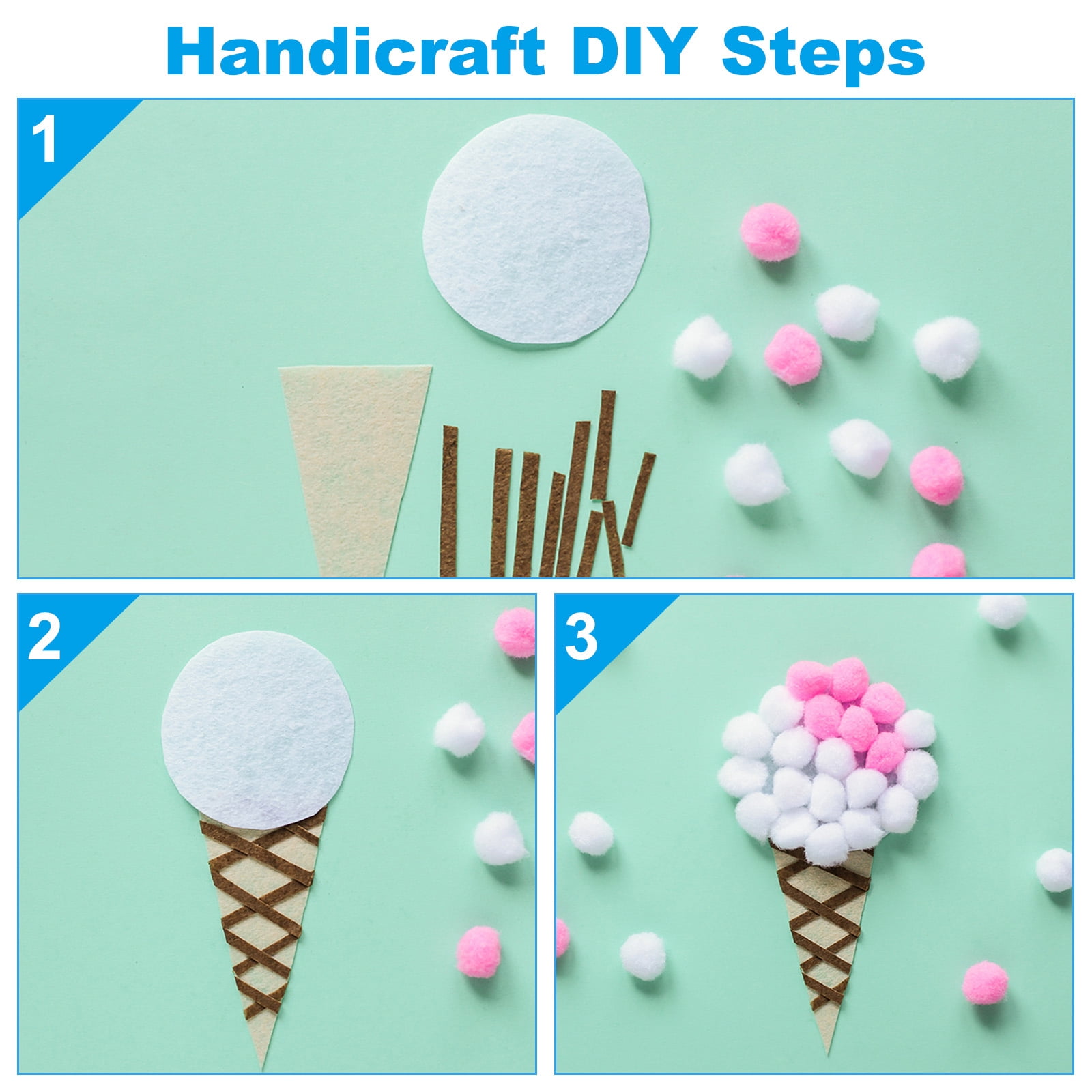 Unique Bargains Pom Poms for Crafts, Pastel Balls for DIY Handicraft Decorations 1Pcs
