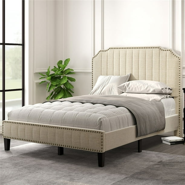 Clearance Full Platform Bed Frame Uhomepro Modern Upholstered With Headboard Cream Heavy Duty Wood Slat Support For S Teens Children No Box Spring Required Cl210 Com Clearance Full Platform Bed Frame, King Bed Frame Clearance