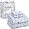 thumbnail image 5 of RUVANTI 100% Organic Cotton Sheets - King Size Sheet Set - 4 Piece Percale Weave Bedding, Crisp, Cooling & Breathable, Soft & Durable, 16" Deep Pocket, Hotel Quality Sábanas - Daisy Bud, 5 of 10