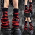 thumbnail image 4 of Calentador de piernas a rayas Punk para mujer japonesa, araña gótica para cubierta de pie cruzado, largo S, 4 of 5