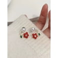 thumbnail image 1 of Pendientes de flores de perlas francesas con diseño de nicho bajo la luna, bonitos pendientes retro con aguja plateada para mujer, construcción duradera, 1 of 1