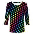 thumbnail image 4 of Womens Tops 3/4 Sleeve Round Neck Printed Casual Blouse Multicolor S, 4 of 5
