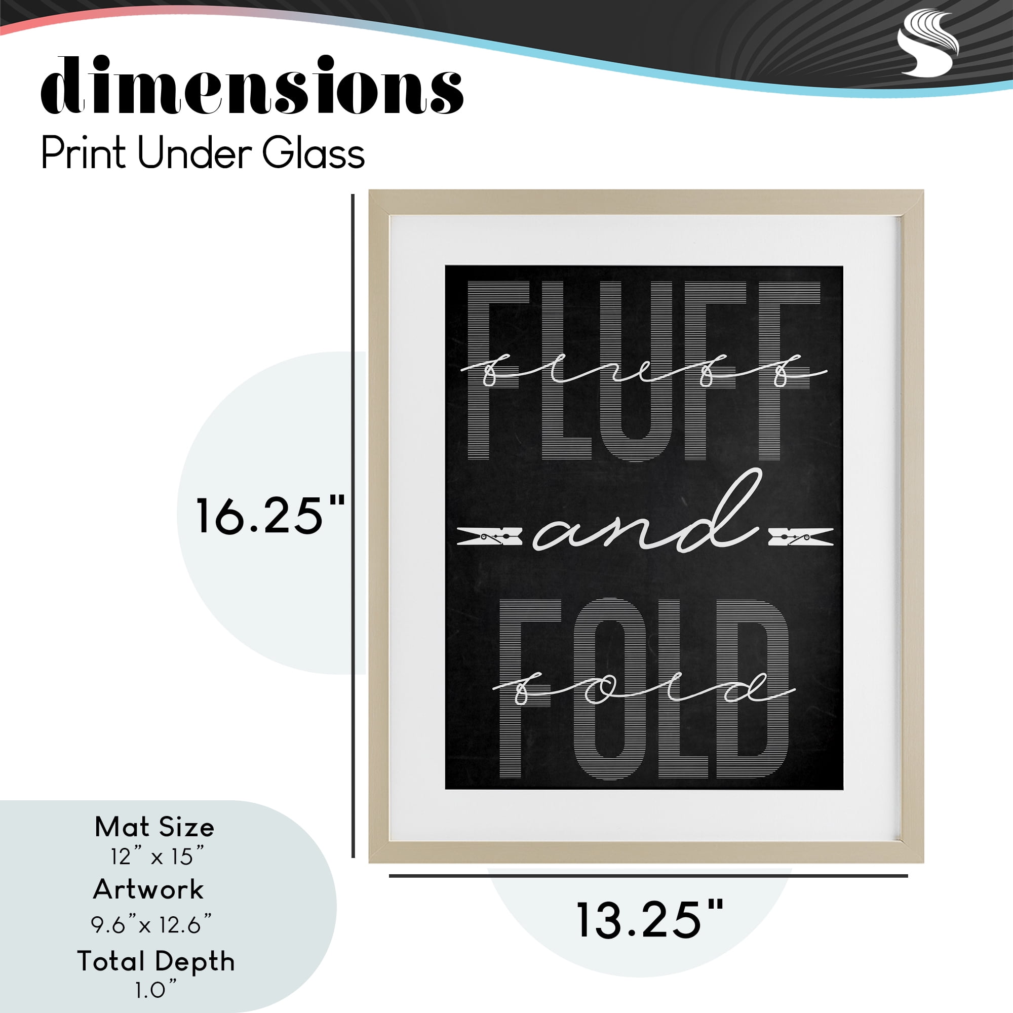Fluff & Fold Black Minimal Birch Framed Print Under Glass, design by Marcus Prime
