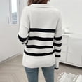 thumbnail image 5 of VISALY V Neck Pullover Sweater Knit Sweater Winter Sweaters Lapel V Neck Long Sleeve Striped Chunky Knit Oversized Pullover Sweater Crochet Sweaters Women Hoodies Pullover Warm Sweaters White M, 5 of 5