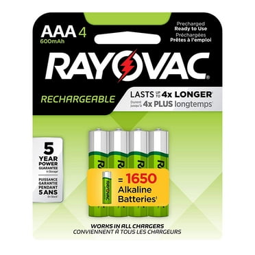Rayovac Rechargeable 600mAh NiMH AAA Batteries 4 Pack