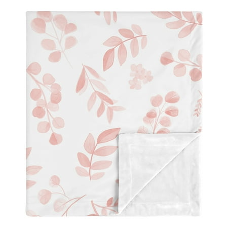 UPC: 0846480097754 | Botanical Floral Leaf Blush Pink Baby Security Blanket Girl by Sweet Jojo Designs