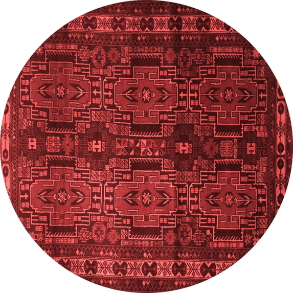 Ahgly Company Indoor Round Southwestern Red Country Area Rugs, 4' Round