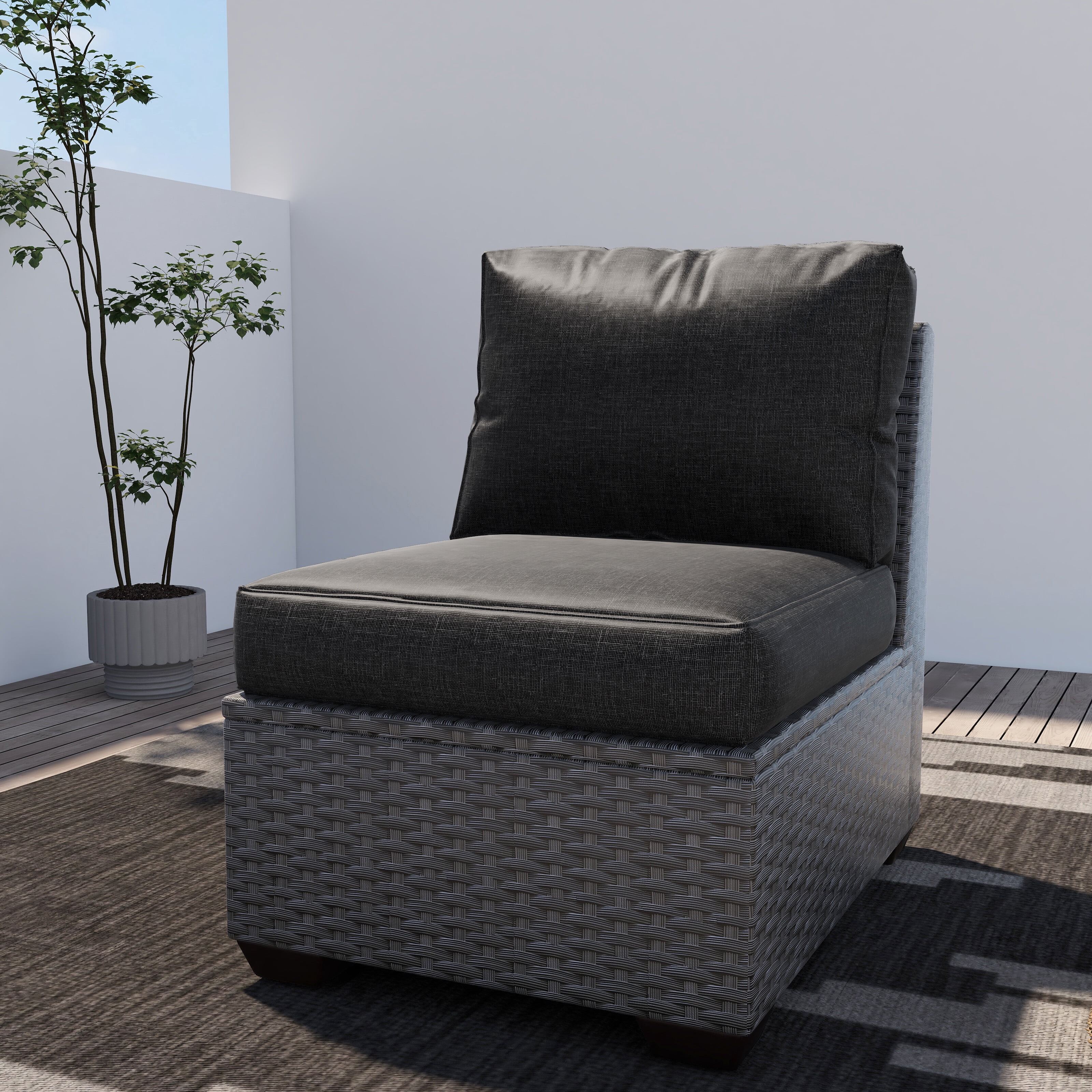 UIXE Outdoor Deep Seat Cushion Set, Patio Furniture Cushions & Back Pad, Water-Resistant Sectional Sofa Cushions for Bistro Chair - Gray