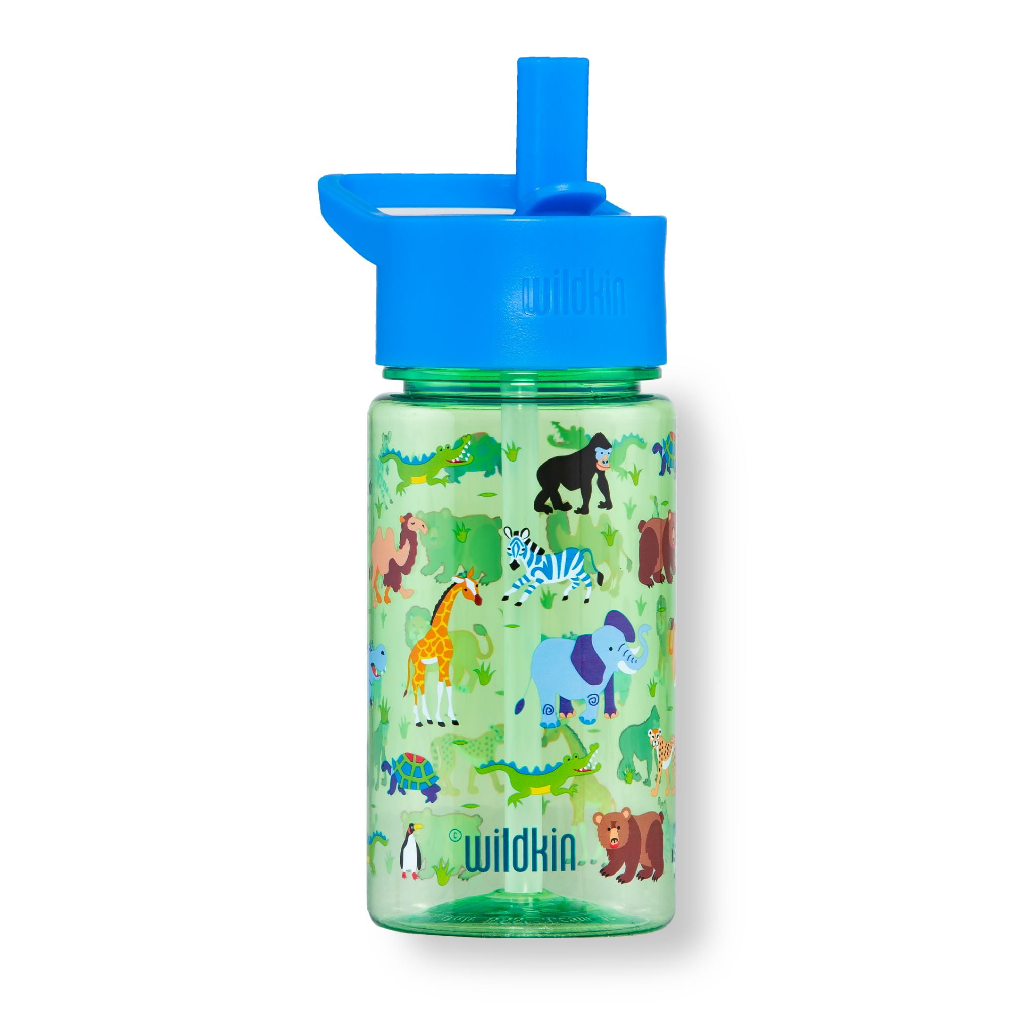 Wildkin Kids Botella de agua reutilizable de 16 onzas para niños y niñas,  cuenta con parte superior de paja y asa de transporte, tamaño perfecto para