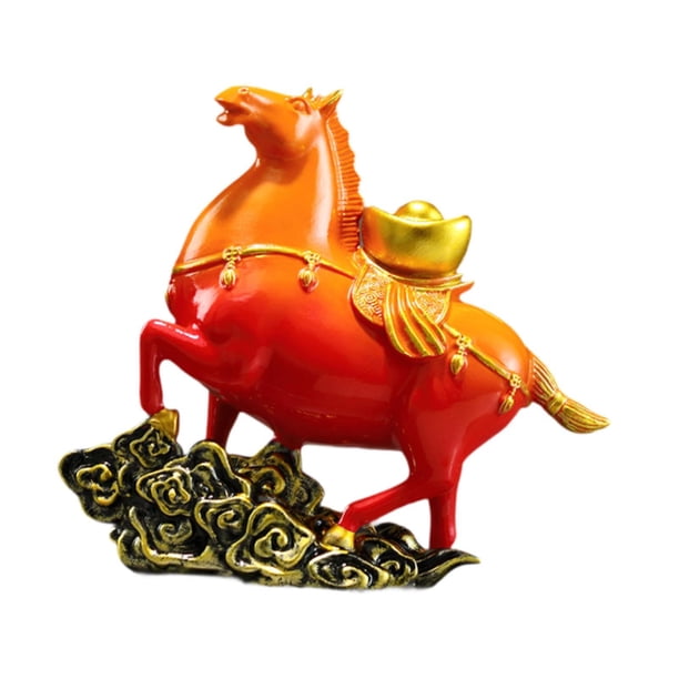 Figura de caballo, estatua de animal, resina, arte decorativo, artesanía, centro de mesa, Feng Shui Naranja