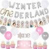 Winter Onederland 1st Birthday Decorations for Princess, One Cake Topper Snowflakes 12 Photo banner
