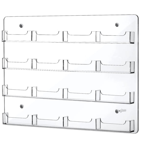 16-Pocket Acrylic Wall-Mounted Business Card Holder – Clear Display Organizer with Key Slot, Space-Saving Office & Home Storage