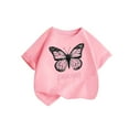 thumbnail image 2 of piuwrlz Kid Short Tops for Girls Short T-Shirts Sleeve Fashionable Printed Round Neck Blouses Cotton T Shirt Top Pink Size 10-11 Years, 2 of 9