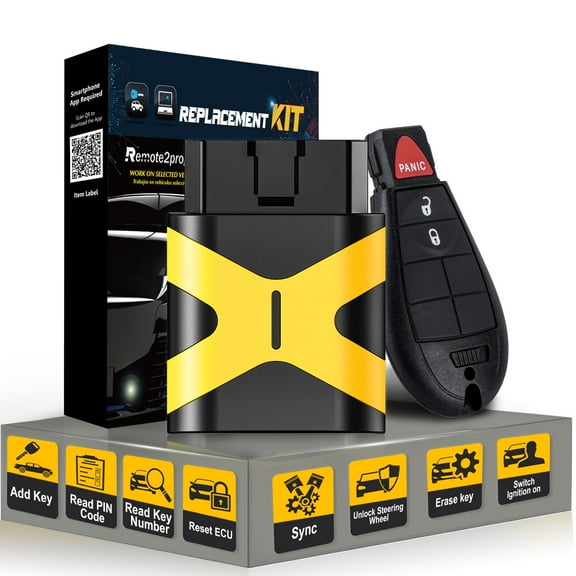 Car Key Self Programmable Car Key Fob Kit/Bluetooth and Programmable Car Key Fob Replacement for Dodge with FCC: GQ4-53T