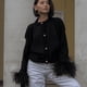 thumbnail image 1 of Cárdigan de punto de plumas para mujer, suéteres de manga larga con cuello redondo, holgados, de una sola botonadura, ropa de calle elegante informal para fiesta y Club, 1 of 5