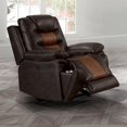 thumbnail image 2 of Pemberly Row Modern Contemporary Leather Glider Recliner in Brown, 2 of 7