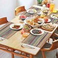 thumbnail image 2 of Yellow and Pink Geometric Boho Pattern Summer Placemats Table Placemats Set Of 4-Linen Kitchen Washable Placemats Table Mats 11.8"x17.7" Non-Slip Heat Resistant, 2 of 6
