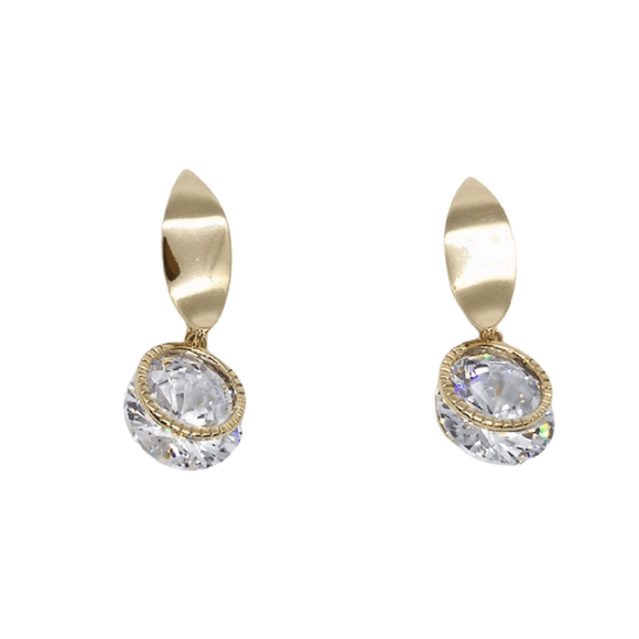 Aretes en oro laminado e incrustación de cristal estilo diamante Sporty Fast Aretes en oro laminado e incrustación de cristal estilo diamante