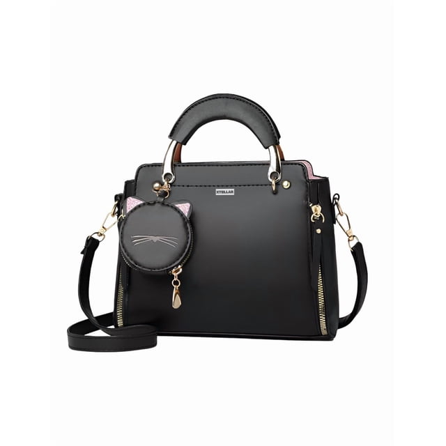 Bolso Xtellar Mujer Cartera Casual Vintage De Cuero Pu Color Negro