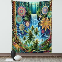 Ambesonne Trippy Tapestry Wall Hanging, Psychedelic Mandala Woods, 60"x80", Multicolor Reseda Green