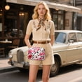 thumbnail image 6 of FORMRS Women Crossbody Purse with Chain Strap Vegan Leather Shoulder Handbag, Pink and Red Flowers, 6 of 7