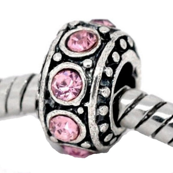 Sexy Sparkles Silver Base Metal June Birthstone Spacer Bead Charm for European Snake Chain Charm Bracelet - Zinc Metal Alloy