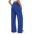 thumbnail image 5 of Women's High Waist Drawstring Casual Wide Leg Pants With Split Hem And Pockets, 5 of 7