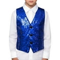 thumbnail image 3 of WOYY Little Boys Sparkly Sequins Vest for Stage Performance Glitter Waistcoat, Sizes 5-6, 3 of 3