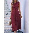 thumbnail image 5 of Womens Summer Casual Sleeveless T Shirt Midi Dress Slim Fit Tie Waist Tank Long Dresses 2025 Brown-Red L, 5 of 9