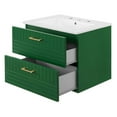 thumbnail image 5 of Sink Vanity Cabinet, Green White, Ceramic, Wood, Modern Contemporary, Hotel Bedroom Bathroom Master Suite Guest, 5 of 9