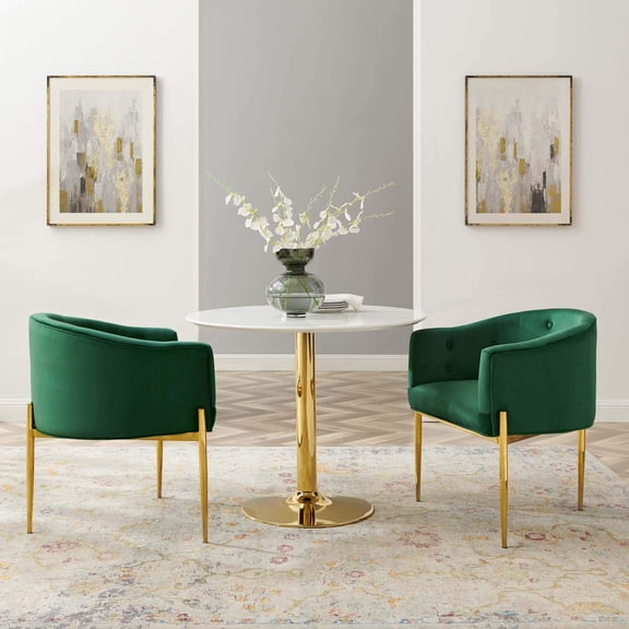 Maklaine Modern Tufted Velvet Accent Chairs in Emerald Green (Set of 2)