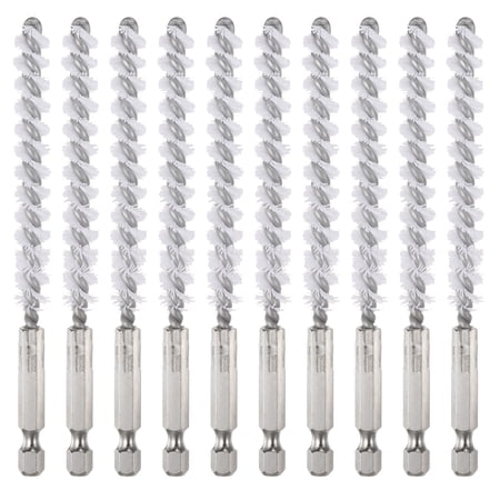 Uxcell 10Pcs Nylon Bore Brush 9mm Dia 4.5 Long Cleaning Twisted Wire Brush for Tubes and Bearings