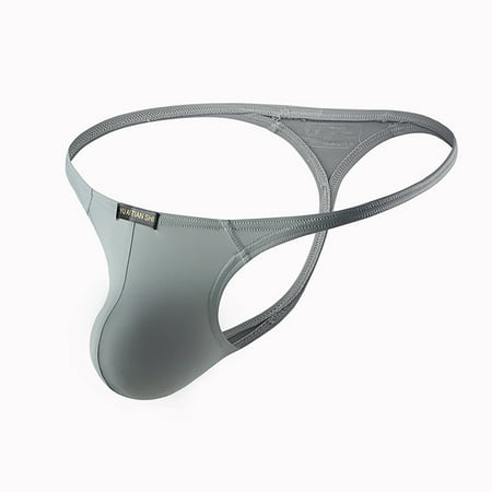 

HIMIWAY Men s Underwear Sexy Thong Solid Color Low Waist Panties Erotic Lingerie Gray