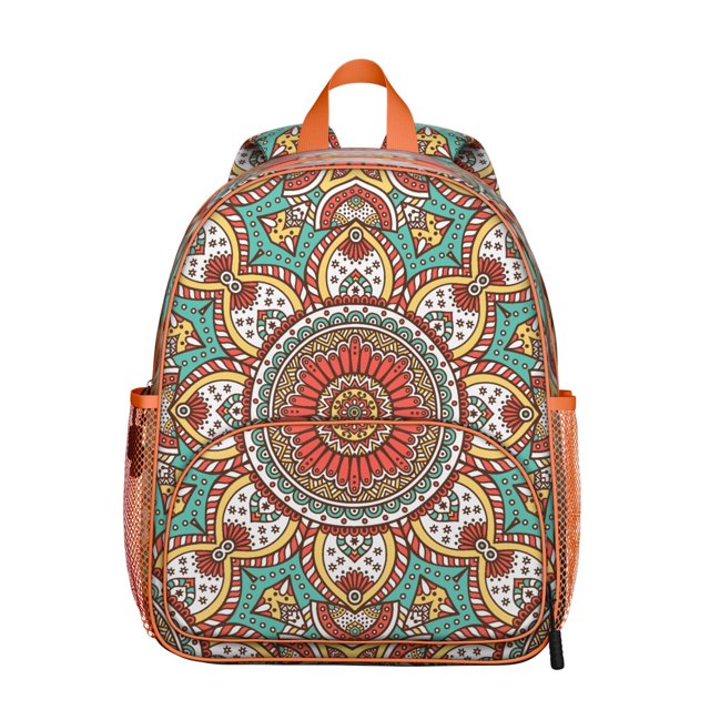 Healing Cosmic Students Backpack - Boho Chic Mandala Design with Mystic Spiritual Elements and Balance Pattern, Comfortable Adjustable Straps for Developing Students