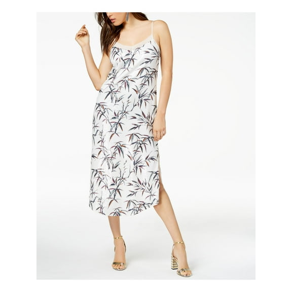 RACHEL ZOE Womens White Sequined Printed Spaghetti Strap Scoop Neck Midi Party Dress 4
