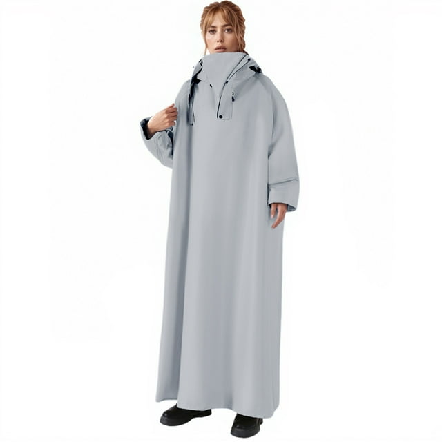 SHIXIAOO Imperméable Unisexe pour Activités Extérieures Cyclisme Camping Randonnée avec Design Extra Long Épais et Capuche Réglable Vestes Grande Taille pour Femmes Vestes Coupe-Vent pour Femmes